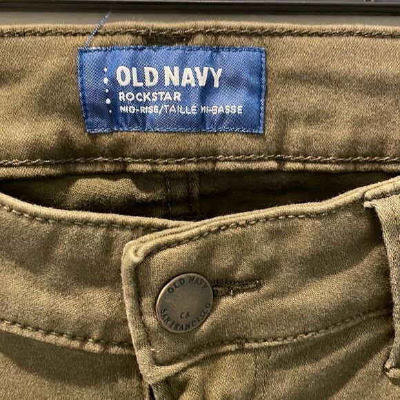 Old Navy Rockstar Mid-rise Olive Green Jeans size 4Regular - Picture 2 of 8